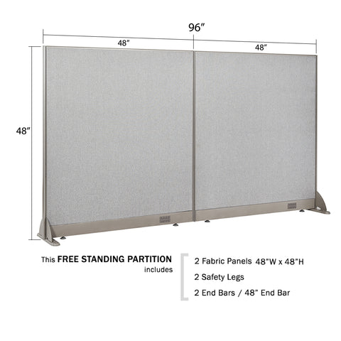GOF 96"W x 48”/60”/72”H, Straight Line Freestanding Fabric Partition Package