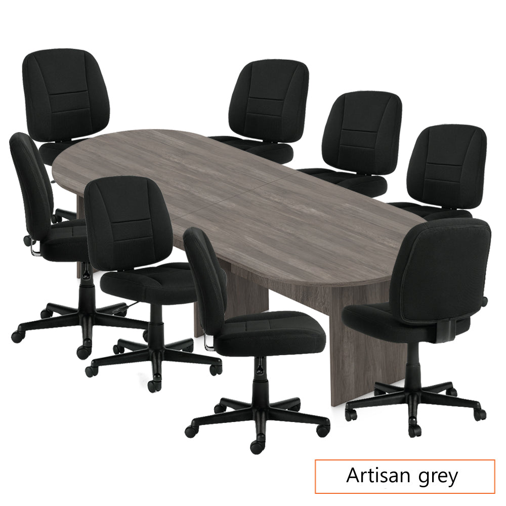 10ft. Racetrack Conference Table with<br> 8 Chairs(G11343B) - Kainosbuy.com