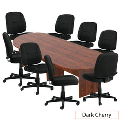 10ft. Racetrack Conference Table with<br> 8 Chairs(G11343B) - Kainosbuy.com