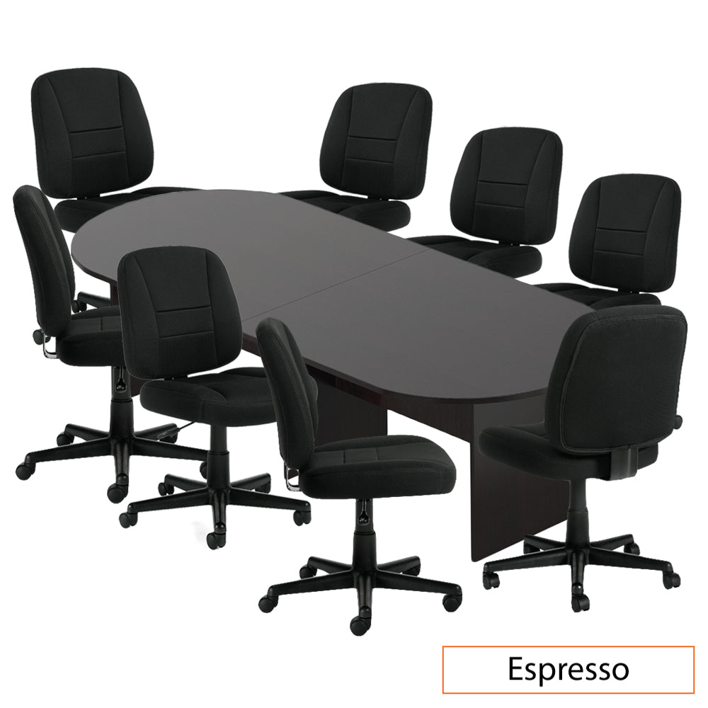 10ft. Racetrack Conference Table with<br> 8 Chairs(G11343B) - Kainosbuy.com