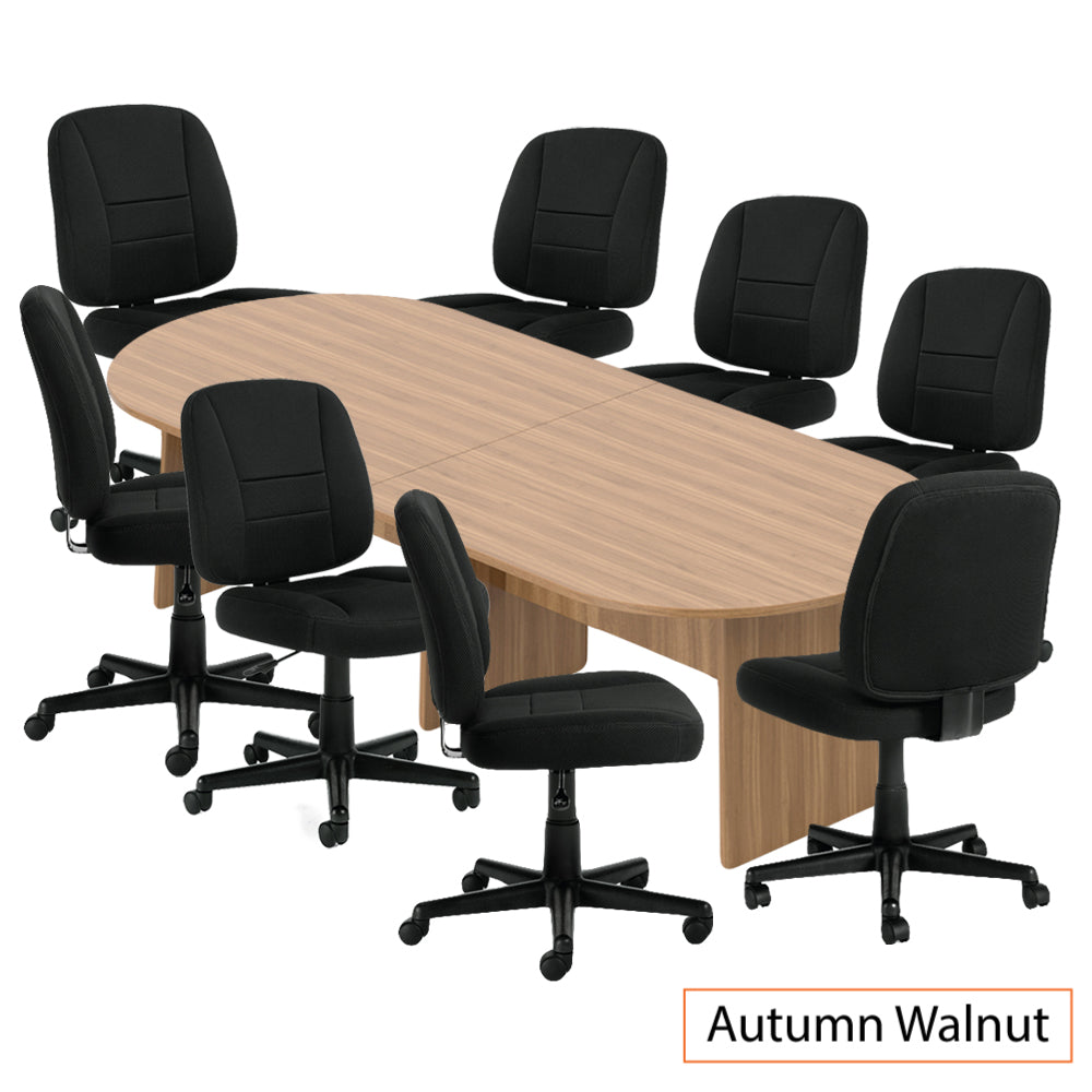 10ft. Racetrack Conference Table with<br> 8 Chairs(G11343B) - Kainosbuy.com