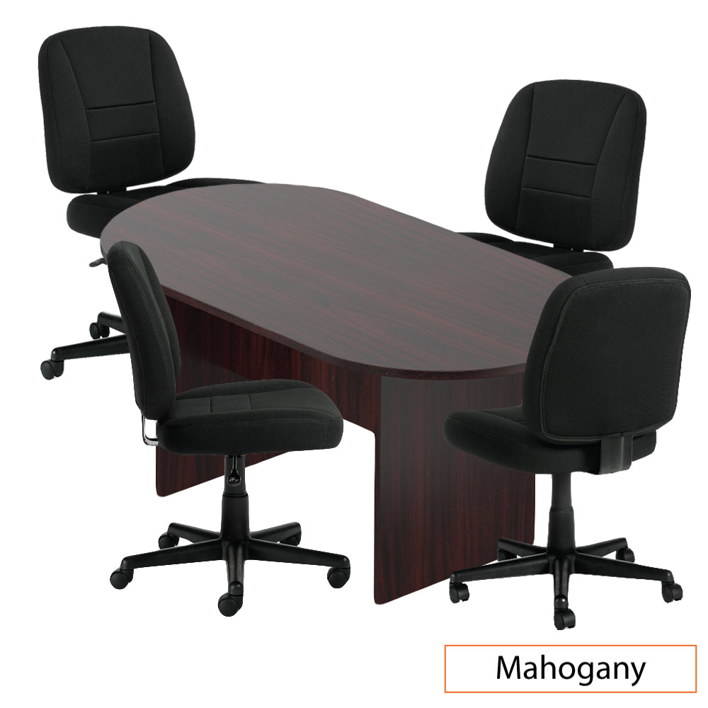 6ft. Racetrack Conference Table with<br>4 Chairs(G11343B) - Kainosbuy.com
