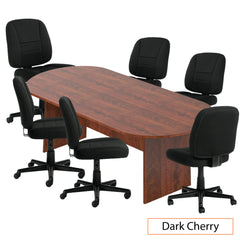 8ft. Racetrack Conference Table with<br>4 Chairs(G11343B) - Kainosbuy.com