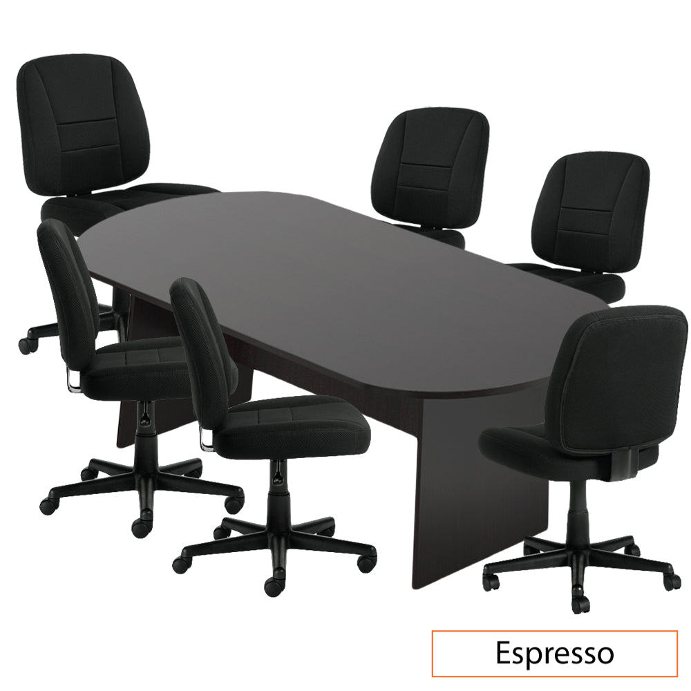 8ft. Racetrack Conference Table with<br>4 Chairs(G11343B) - Kainosbuy.com