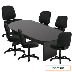 8ft. Racetrack Conference Table with<br>4 Chairs(G11343B) - Kainosbuy.com