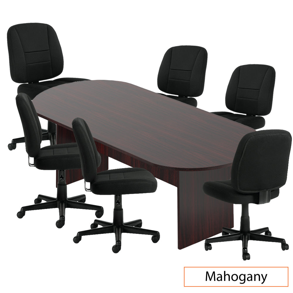 8ft. Racetrack Conference Table with<br>4 Chairs(G11343B) - Kainosbuy.com