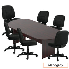 8ft. Racetrack Conference Table with<br>4 Chairs(G11343B) - Kainosbuy.com