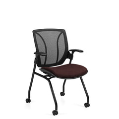Customized Mesh Medium Back Nesting Chair with Arms