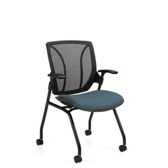 Customized Mesh Medium Back Nesting Chair with Arms