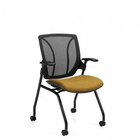Customized Mesh Medium Back Nesting Chair with Arms
