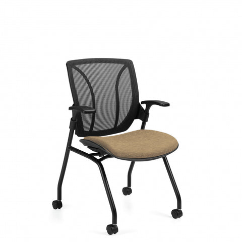 Customized Mesh Medium Back Nesting Chair with Arms