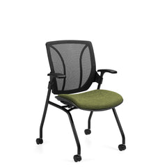Customized Mesh Medium Back Nesting Chair with Arms
