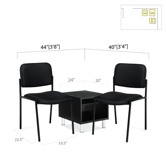 GOF 3 Piece Reception Room Black Chair Table Set - Kainosbuy.com