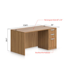 60"x30" Rectangular Desk with B/B/F pedestal - Kainosbuy.com