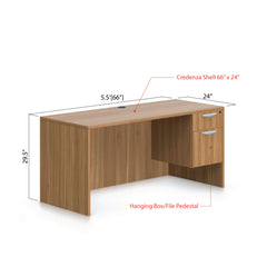 66"x24" Credenza shell with Hanging B/F pedestal - Kainosbuy.com