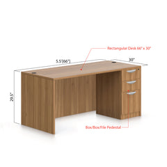 66"x30" Rectangular Desk with B/B/F pedestal - Kainosbuy.com