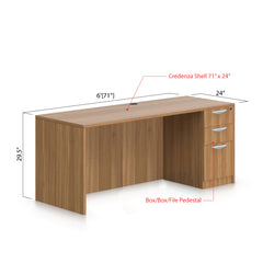 71"x24" Credenza shell with B/B/F pedestal - Kainosbuy.com