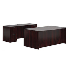 71"x42" Bow Front Desk w/B/B/F Pedestal, Credenza w/B/B/F & F/F Pedestals