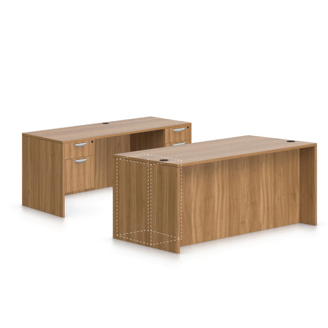 71"x36" Rectangular Desk w/B/B/F Pedestal, Credenza w/Two Hanging B/F Pedestals - Kainosbuy.com