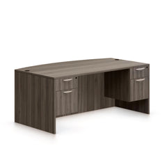 71"x42" Bow Front Desk with Two Hanging B/F pedestals