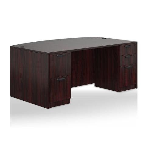 71"x42" Bow Front Desk with B/B/F and F/F pedestal