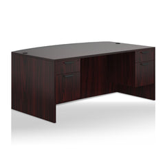 71"x42" Bow Front Desk with Two Hanging B/F pedestals