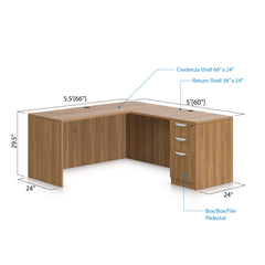 L66B - 5.5' x 5' L-Shape Workstation(Credenza Shell with B/B/F Pedestal) - Kainosbuy.com