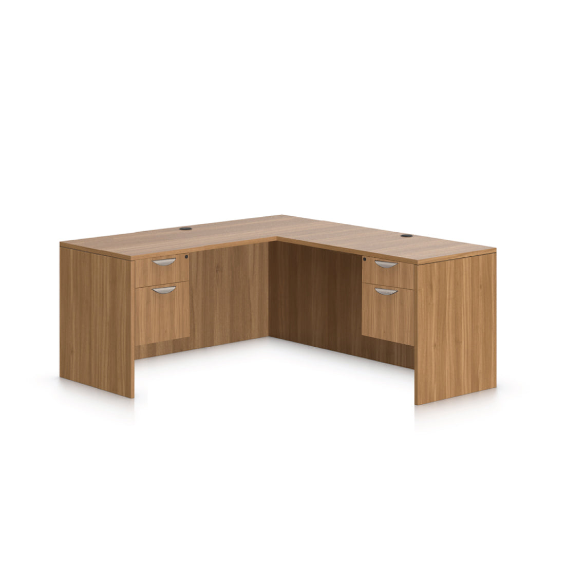 L66B - 5.5' x 5' L-Shape Workstation(Credenza Shell with Two Hanging B/F Pedestal) - Kainosbuy.com