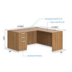 L66C - 5.5' x 5.5' L-Shape Workstation(Rectangular Desk with B/B/F Pedestal) - Kainosbuy.com