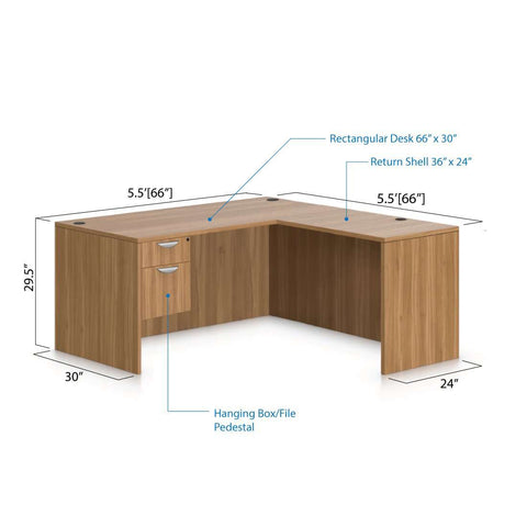 L66C - 5.5' x 5.5' L-Shape Workstation(Rectangular Desk with Hanging B/F Pedestal) - Kainosbuy.com