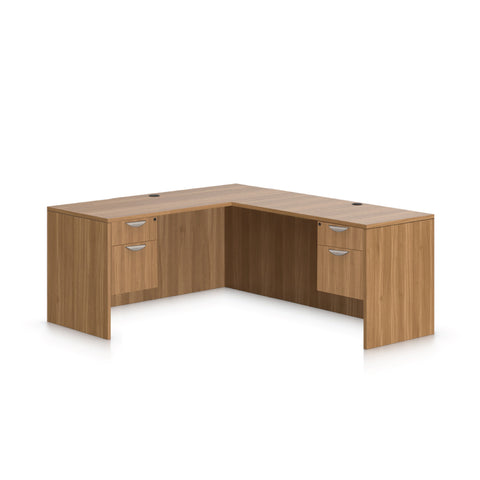 L66D - 5.5' x 6' L-Shape Workstation(Credenza Shell with Two Hanging B/F Pedestal) - Kainosbuy.com