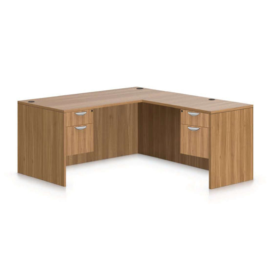 L66E - 5.5' x 6.5' L-Shape Workstation(Rectangular Desk with Two Hanging B/F Pedestal) - Kainosbuy.com