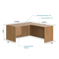 L66D - 5.5' x 6' L-Shape Workstation(Rectangular Desk with Hanging B/F Pedestal) - Kainosbuy.com