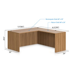 L66E - 5.5' x 6.5' L-Shape Workstation(Rectangular Desk) - Kainosbuy.com