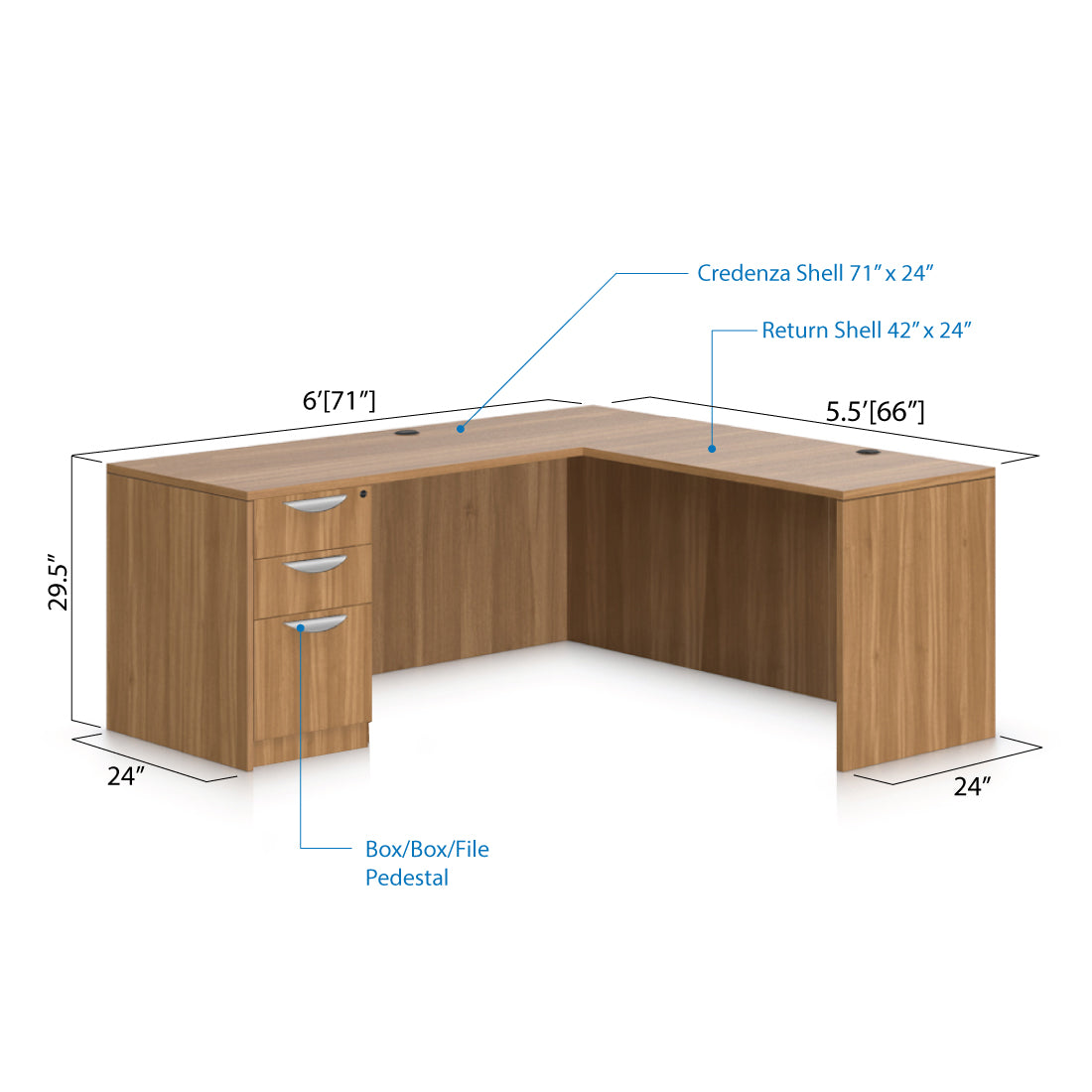 L71C - 6' x 5.5' L-Shape Workstation(Credenza Shell with B/B/F Pedestal) - Kainosbuy.com