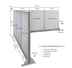 GOF Office L-Shaped Partition 102d x 108w x 48H - Kainosbuy.com