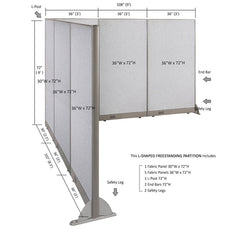 GOF Office L-Shaped Partition 102d x 108w x 72H - Kainosbuy.com