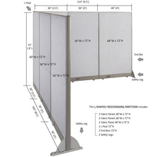 GOF Office L-Shaped Partition 102d x 114w x 72H - Kainosbuy.com