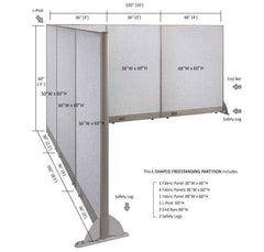 GOF Office L-Shaped Partition 102d x 120w x 60H - Kainosbuy.com