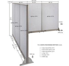 GOF Office L-Shaped Partition 102d x 120w x 72H - Kainosbuy.com