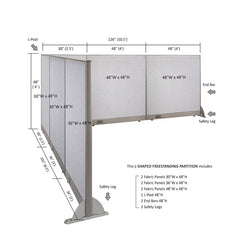 GOF Office L-Shaped Partition 102d x 126w x 48H - Kainosbuy.com