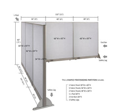 GOF Office L-Shaped Partition 102d x 132w x 60H - Kainosbuy.com
