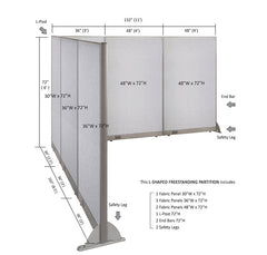 GOF Office L-Shaped Partition 102d x 132w x 72H - Kainosbuy.com