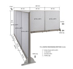 GOF Office L-Shaped Partition 108d x 108w x 48H - Kainosbuy.com