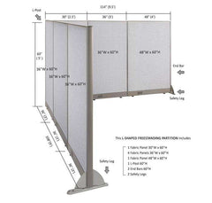 GOF Office L-Shaped Partition 108d x 114w x 60H - Kainosbuy.com