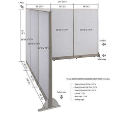 GOF Office L-Shaped Partition 108d x 114w x 72H - Kainosbuy.com