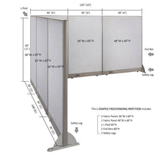 GOF Office L-Shaped Partition 108d x 120w x 60H - Kainosbuy.com