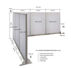 GOF Office L-Shaped Partition 108d x 144w x 60H - Kainosbuy.com