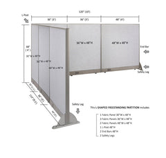 GOF Office L-Shaped Partition 114d x 120w x 48H - Kainosbuy.com