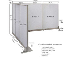GOF Office L-Shaped Partition 114d x 120w x 72H - Kainosbuy.com